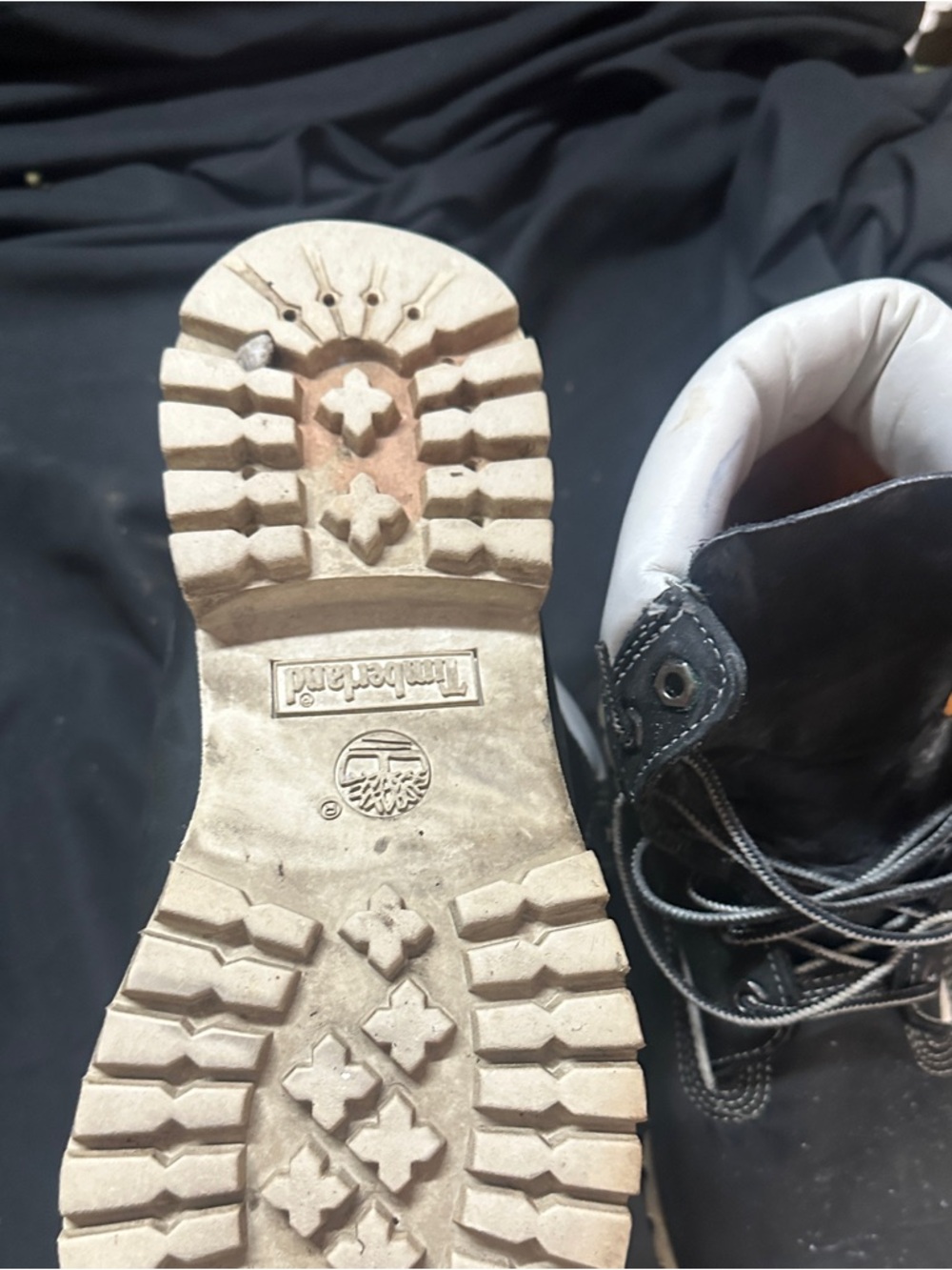 Men's Black Work Boots with Contrasting Beige Sole-timberland size 8 - Picture 3 of 3